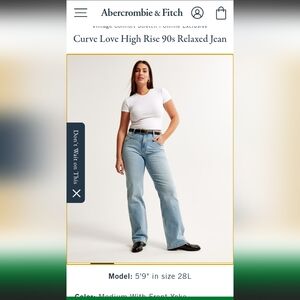 Abercrombie & Fitch Women's High Waisted Yoke Front 90s Relaxed Jean Curve Love
